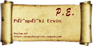 Püspöki Ervin névjegykártya
